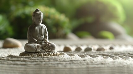Buddha Statue in a Zen Garden