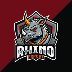 Rhino Esport mascot logo design with shield