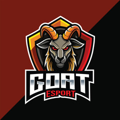 Goat Esport mascot logo design with shield