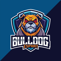 Bulldog Esport mascot logo design with shield