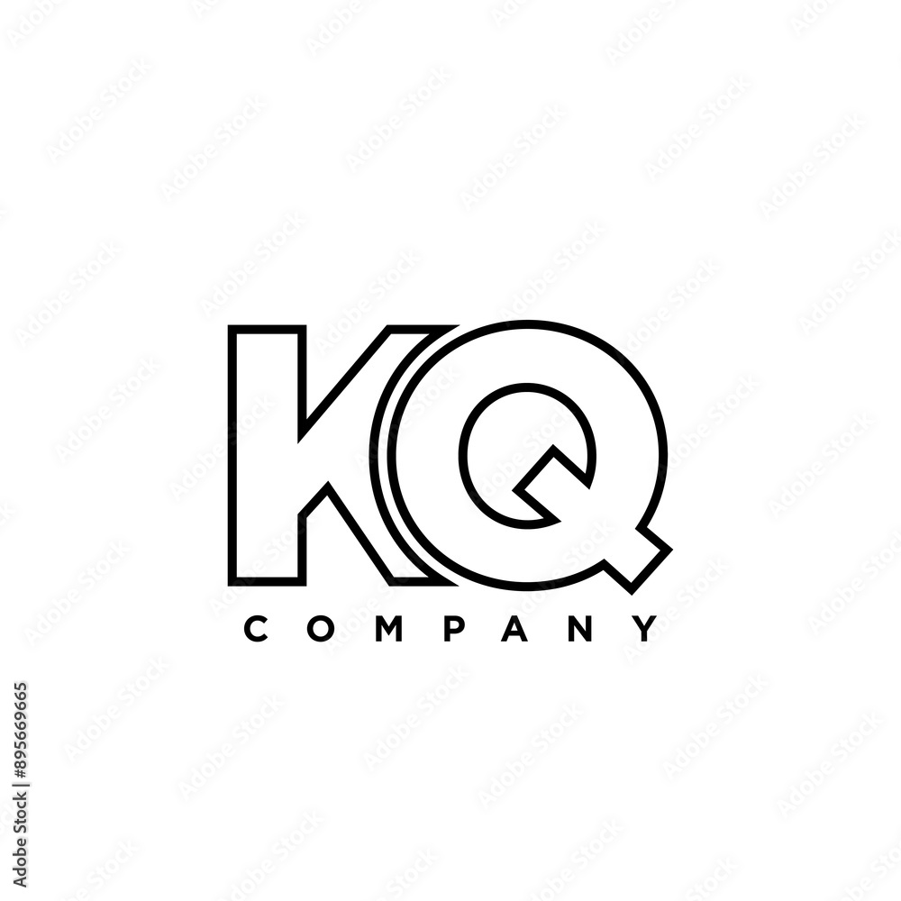 Poster letter k and q, kq logo design template. minimal monogram initial based logotype.
