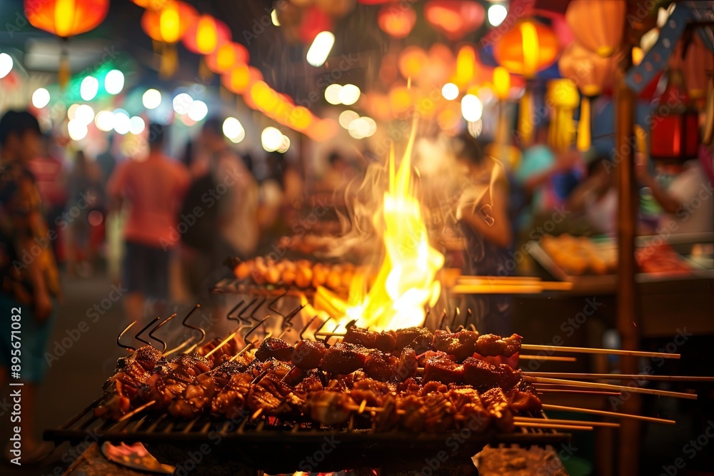 Poster Indonesian Night Market with Satay