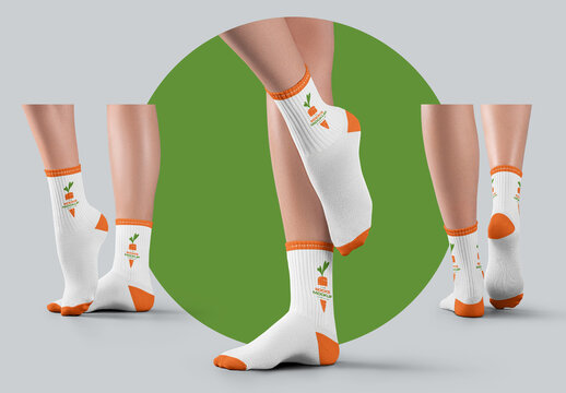 3 Mockups of Medium Socks On Women's Legs
