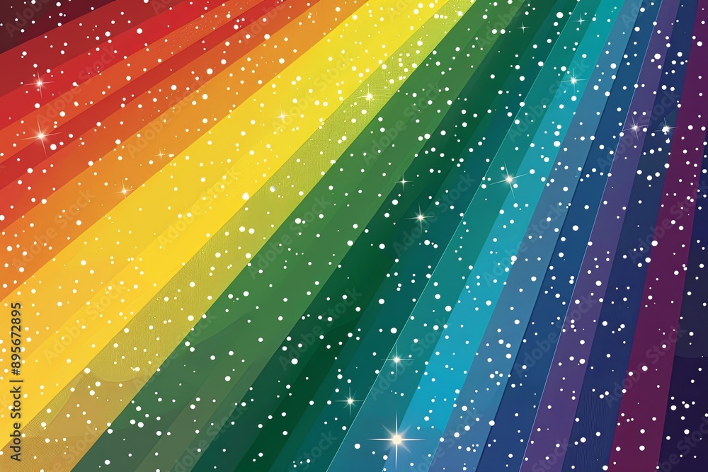 Canvas Prints rainbow with white stars and a twilight tone