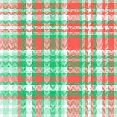 Sixties plaid fabric check, sample tartan textile texture. Craft seamless background vector pattern in red and light colors.