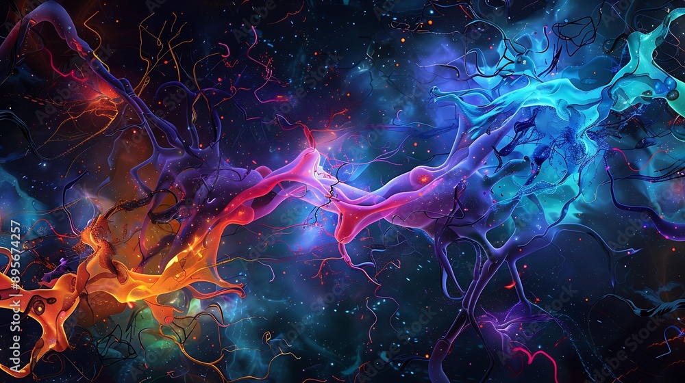 Aufkleber creative depiction of neural pathways with vibrant colors and intricate designs, representing the fu