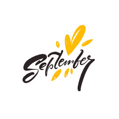 Handdrawn Stylized September Text with Yellow Heart in an Aesthetic and Expressive Design