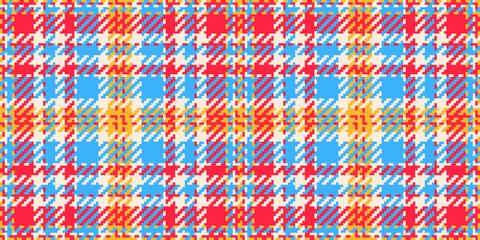 Fototapeta premium December plaid check fabric, scratch background textile texture. Scottish pattern seamless tartan vector in red and papaya whip colors.