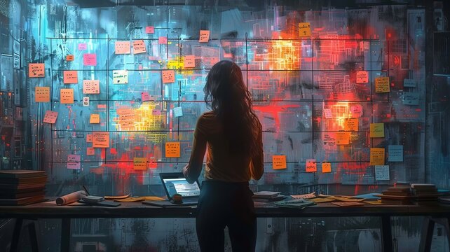 An artistic depiction of a creative office space with designers working on digital tablets