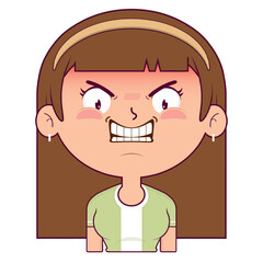 girl angry face cartoon cute