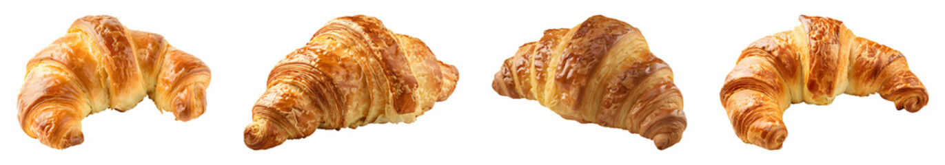 Croissant set isolated on transparent background