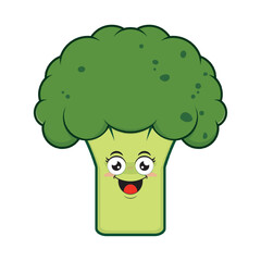 broccoli playful face cartoon cute