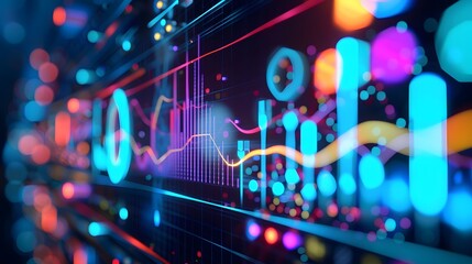 Fototapeta premium Abstract Technology Background with Colorful Data and Graphs