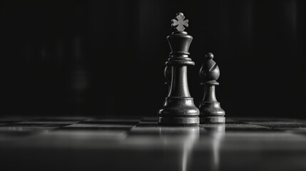 low angle chess photography in monochrome colors