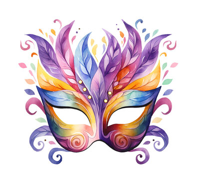 recommend clip art: Mardi Gras carnival symbols, watercolor clipart illustration with isolated background.