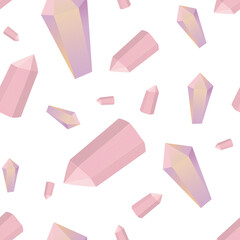 Beautiful Pink Amethyst and Quartz Crystal, seamless pattern, Childrens cute pattern, background, 