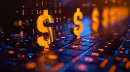 Investment and asset management concept: earning money online, finance, and fundraising with dollar icons