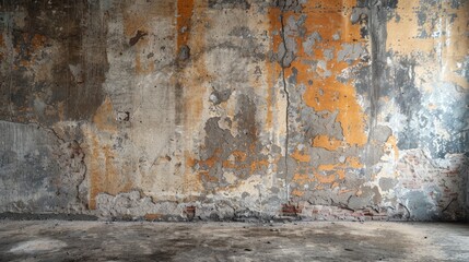 Obraz premium The cement wall's rough, irregular colors and patterns create a beautiful empty space.
