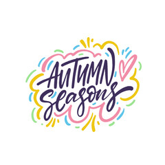 Autumn Handwritten Colorful Design with Heart and Vibrant Elements is suitable for celebrations