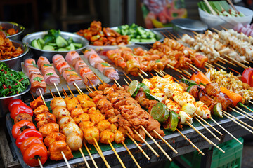 Traditional street food market with a cultural vibe 