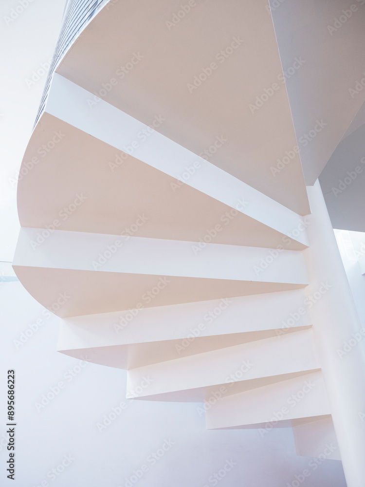 Poster white spiral staircase modern architecture details abstract background