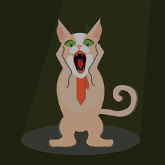 surprised cat with a tie 