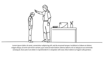 Continuous one line design of a teacher is advising students. Minimalist style vector illustration on white background.