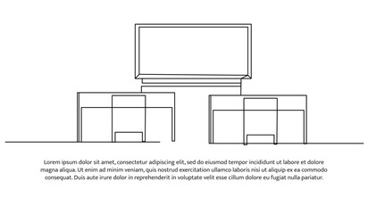 Continuous one line design of classrooms. Minimalist style vector illustration on white background.