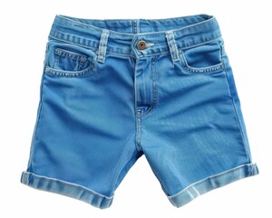 Shorts Isolated on White Background. Stylish Blue Shorts Fashion Object