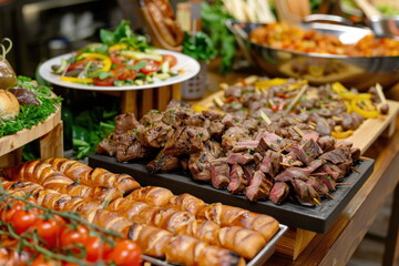 Buffet food in the table, Meat, Beef
