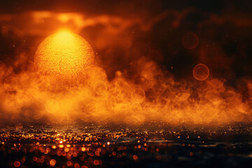 Fiery Sky with Glowing Orb
