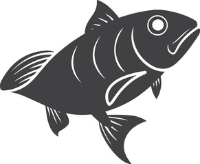 Black fish silhouette vector art illustration