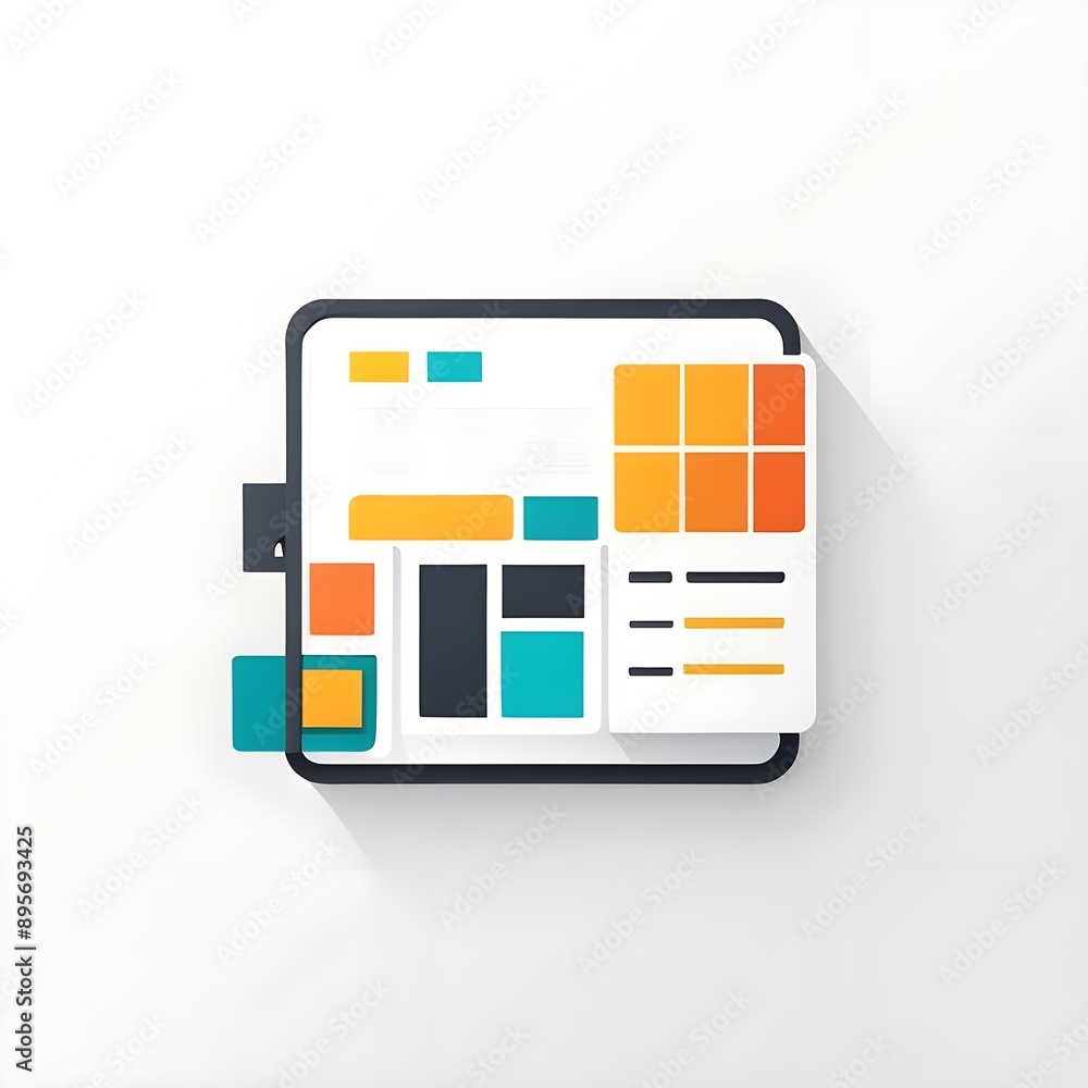 Aufkleber modern data dashboard: a vibrant and stylized icon of a tablet display showcasing a comprehensive da