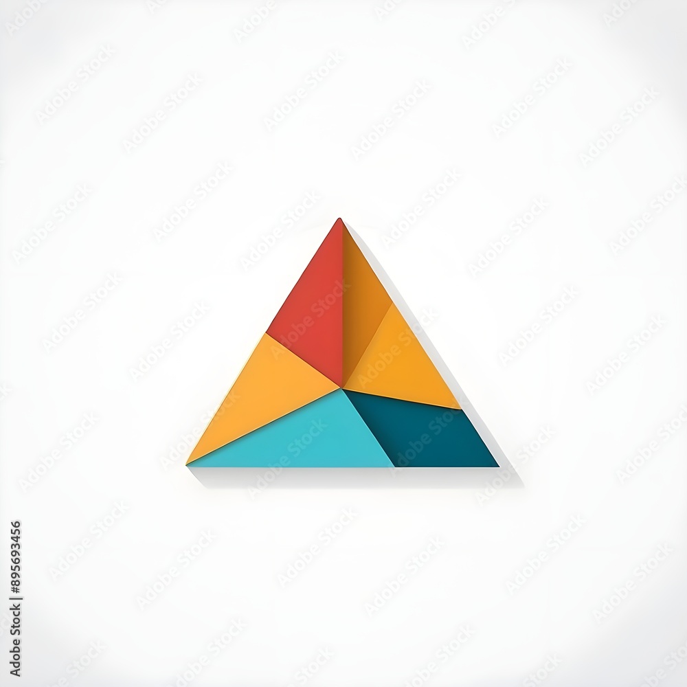 Poster abstract triangle chart: colorful, modern and minimalist triangle chart infographic with a segmented