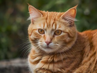 Obraz premium orange cat with blur background, orange cat is sitting and looking