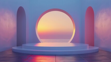 3D of a blank podium stand product presentation , minimalistic style.