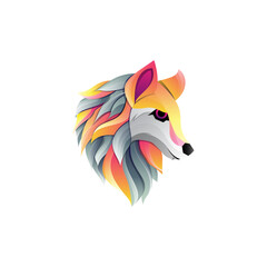 Wolf illustration design with a colorful appearance
