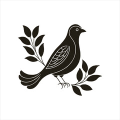 Elegant Bird Embroidery Design Vector Illustration