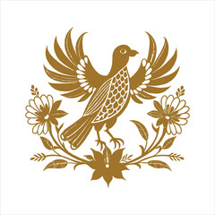 Elegant Bird Embroidery Design Vector Illustration