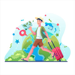 The travel illustration design uses a modern style