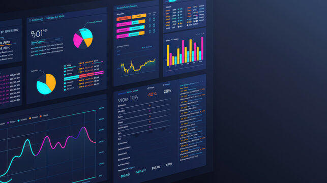 A financial dashboard displaying real-time business intelligence data, profit statistics, and company performance metrics.