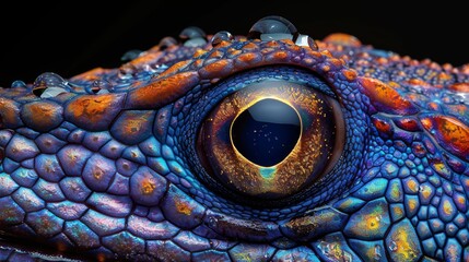 Fototapeta premium Close-Up of a Colorful Lizard Eye with Intricate Patterns and Texture