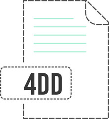 4DD File format icon dashed outline