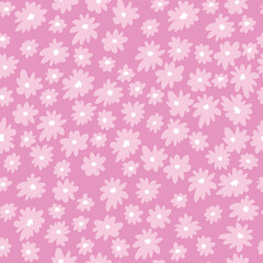Floral pattern on pink background. Seamless pattern with small pink flowers, vector illustration.	
