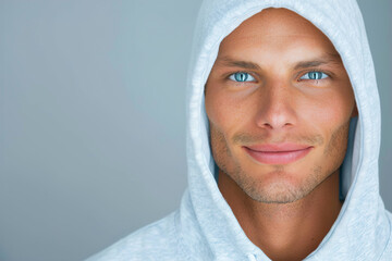 Obraz premium Close up portrait of a young man wearing a hoodie