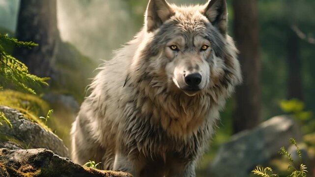 Gray Wolf in nature Video 4K