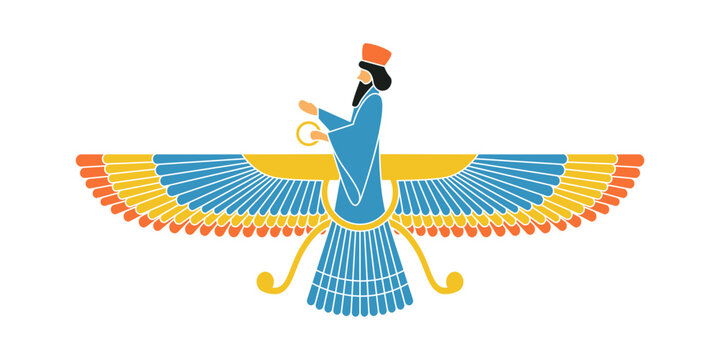 Vector illustration of Persian god on transparent background