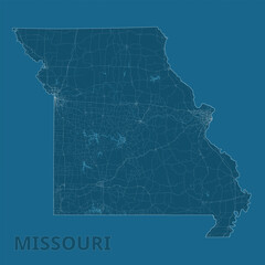 Obraz premium Missouri, United States artistic blueprint map poster