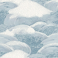seamless pattern repeat minimal ocean lines 