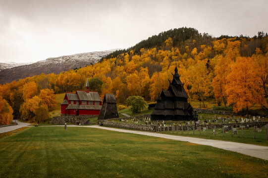 black stave church Borgund wooden church in Norway, Borgund stavkirke